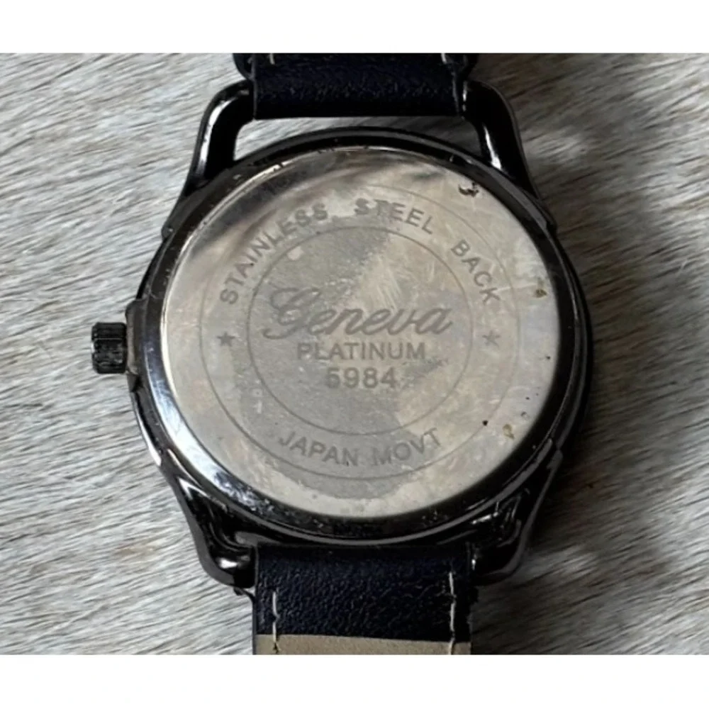 Geneva Platinum 5984 Mens Watch Black Classic Quartz Needs Battery Dress‎
